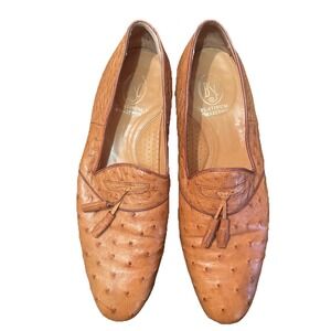 Mauro BSC Platinum Collection Dress Loafers 11 1/2 Vintage Chestnut Ostrich Slip
